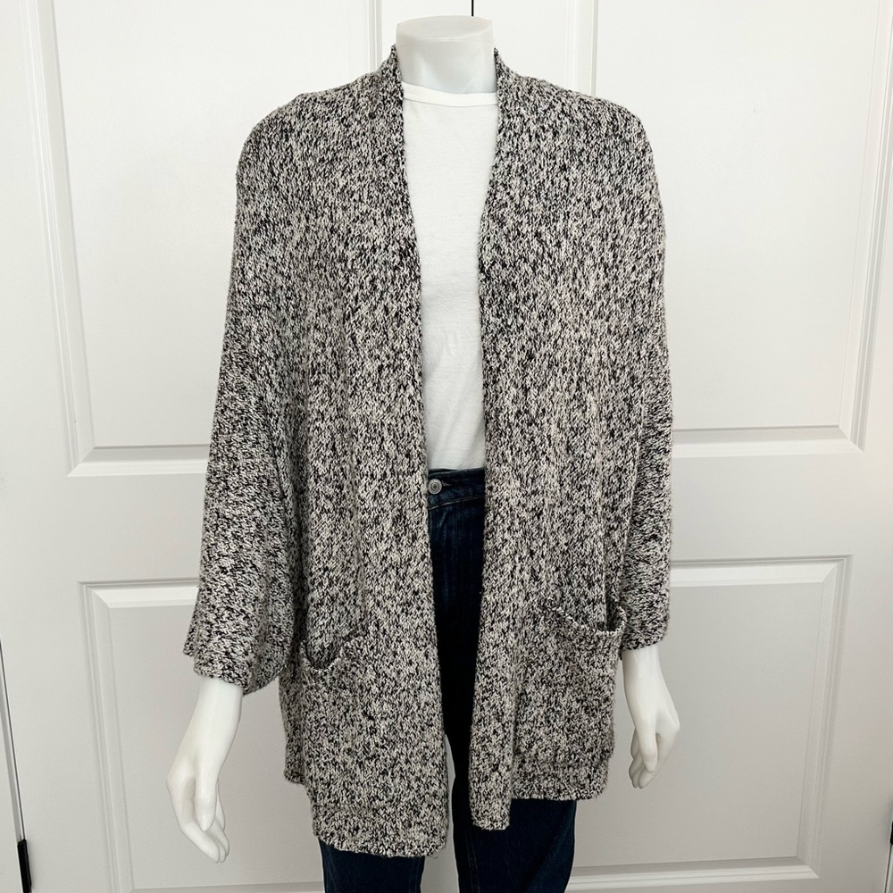 Fall Marled Knit Open Front Draped Oversized Cardigan Sweater